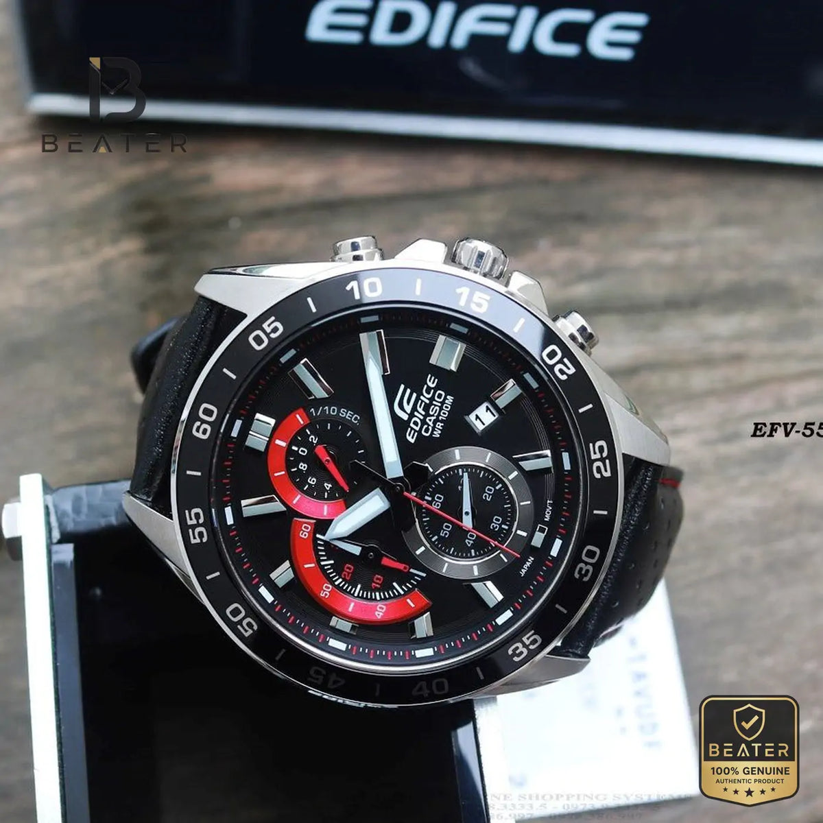 CASIO EDIFICE EFV-550L-1AVUDF Men's Watch Front Dial View - Beater Main image