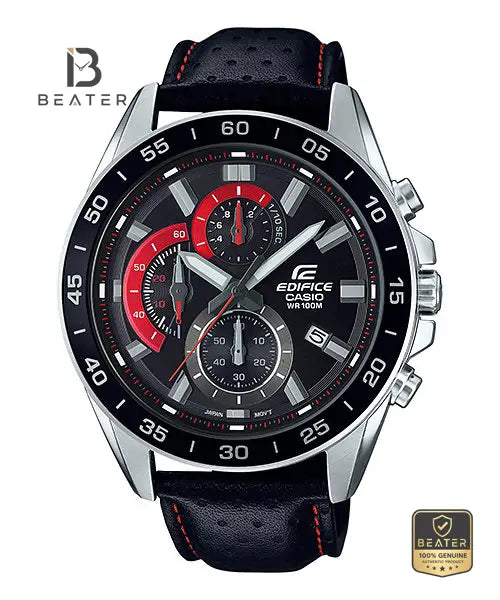 CASIO EDIFICE EFV-550L-1AVUDF Men's Leather Strap Watch Secondary image