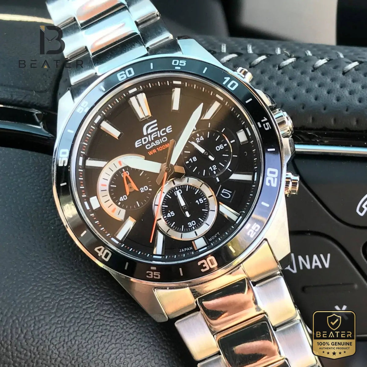CASIO EDIFICE EFV-570D-1AVUDF Men's Watch Front Dial View - Beater Main image