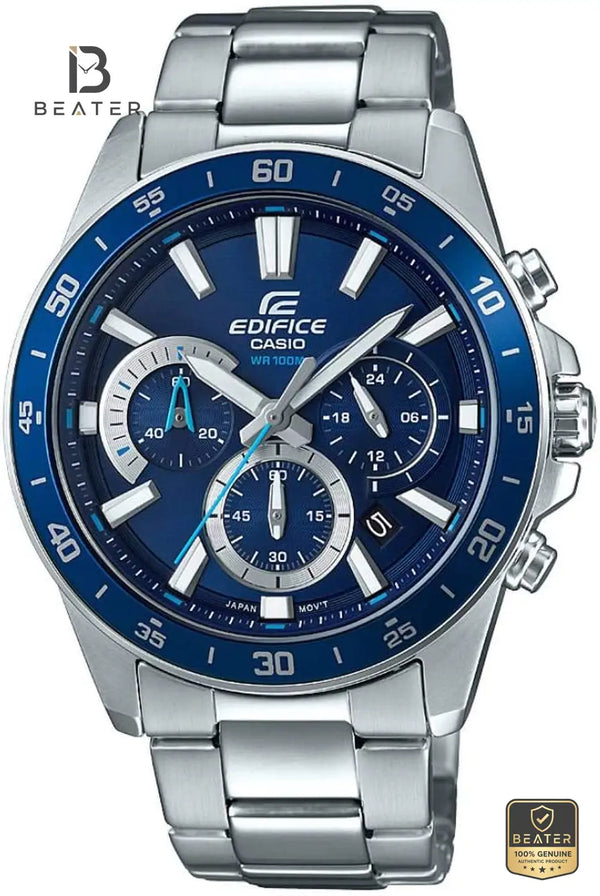 CASIO EDIFICE EFV-570D-2AVUDF Blue Dial Case and Bezel Profile - Beater
