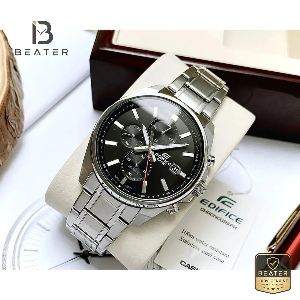 CASIO EDIFICE EFV-610D-1AVUDF Men's Watch Front Dial View - Beater Main image
