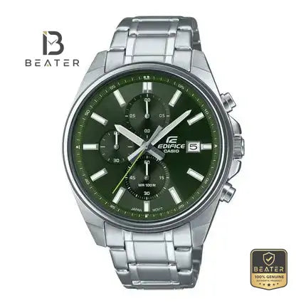 CASIO EDIFICE EFV-610D-3C Men's Green Dial Watch Front Dial View - Beater