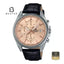 CASIO EDIFICE EFV-610EL-5A Men's Salmon Dial Leather Strap Watch Front Dial View - Beater