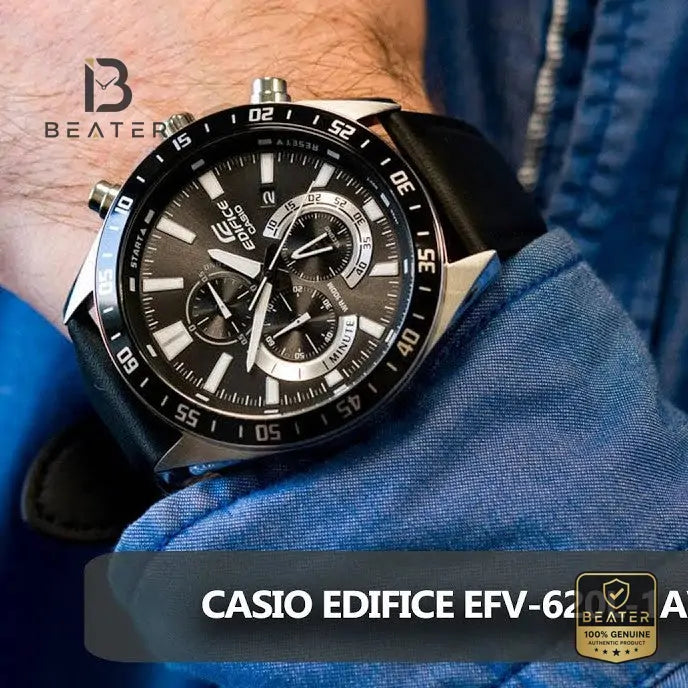 CASIO EDIFICE EFV-620L-1A Men's Resin Strap Watch Display View - Beater