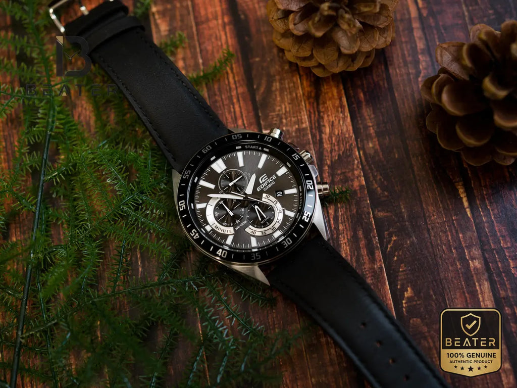 CASIO EDIFICE EFV-620L-1A Men's Watch Side Angle View - Beater
