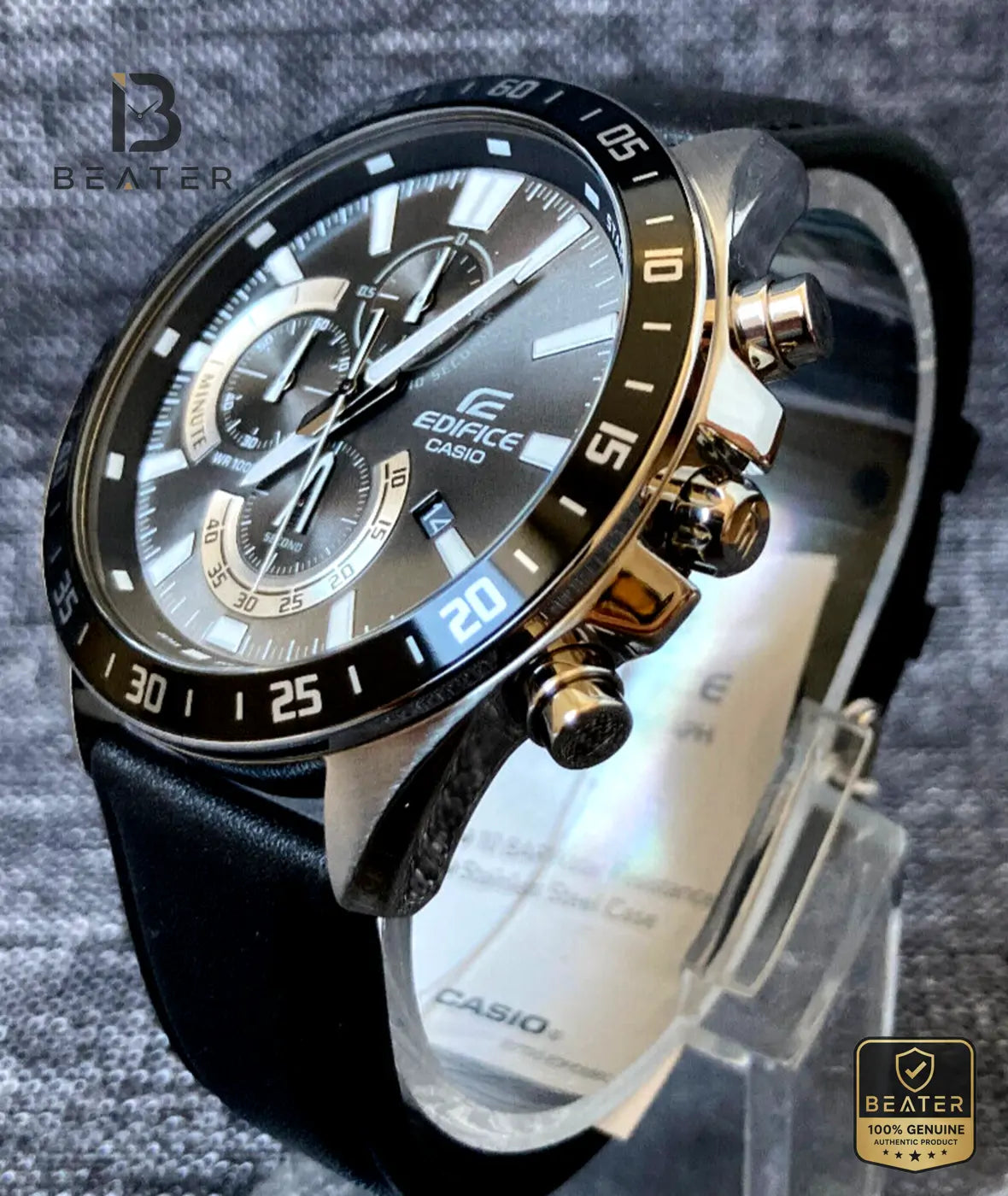 CASIO EDIFICE EFV-620L-1A Men's Watch Wrist Profile View - Beater