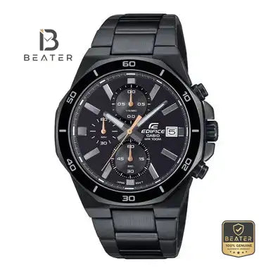CASIO EDIFICE EFV-640DC-1A Men's Black Dial Chronograph Bracelet Watch Front View - Beater Main image