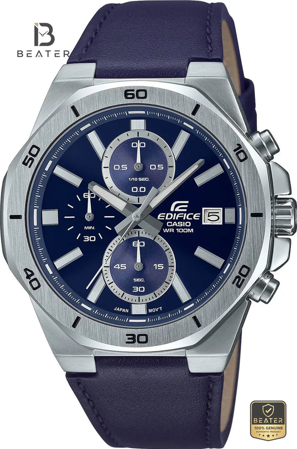 Casio Edifice EFV-640L-2AVUDF Men's Stainless Steel Case & Leather Strap Profile - Beater