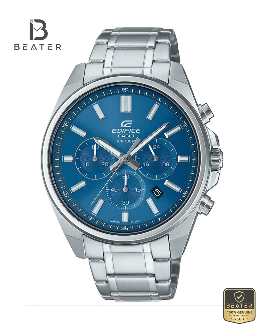 Casio Edifice EFV-650D-2A Men's Blue Dial Watch Front Dial View - Beater