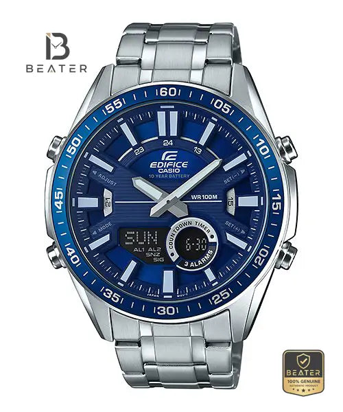 CASIO EDIFICE EFV-C100D-2AVDF Blue Dial Case and Bezel Profile - Beater
