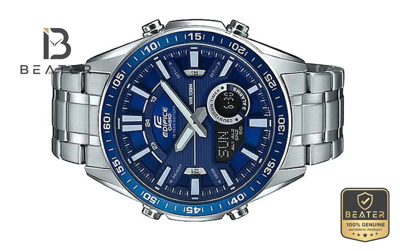 CASIO EDIFICE EFV-C100D-2AVDF Men's Blue Dial Stainless Steel Bracelet Watch Secondary image