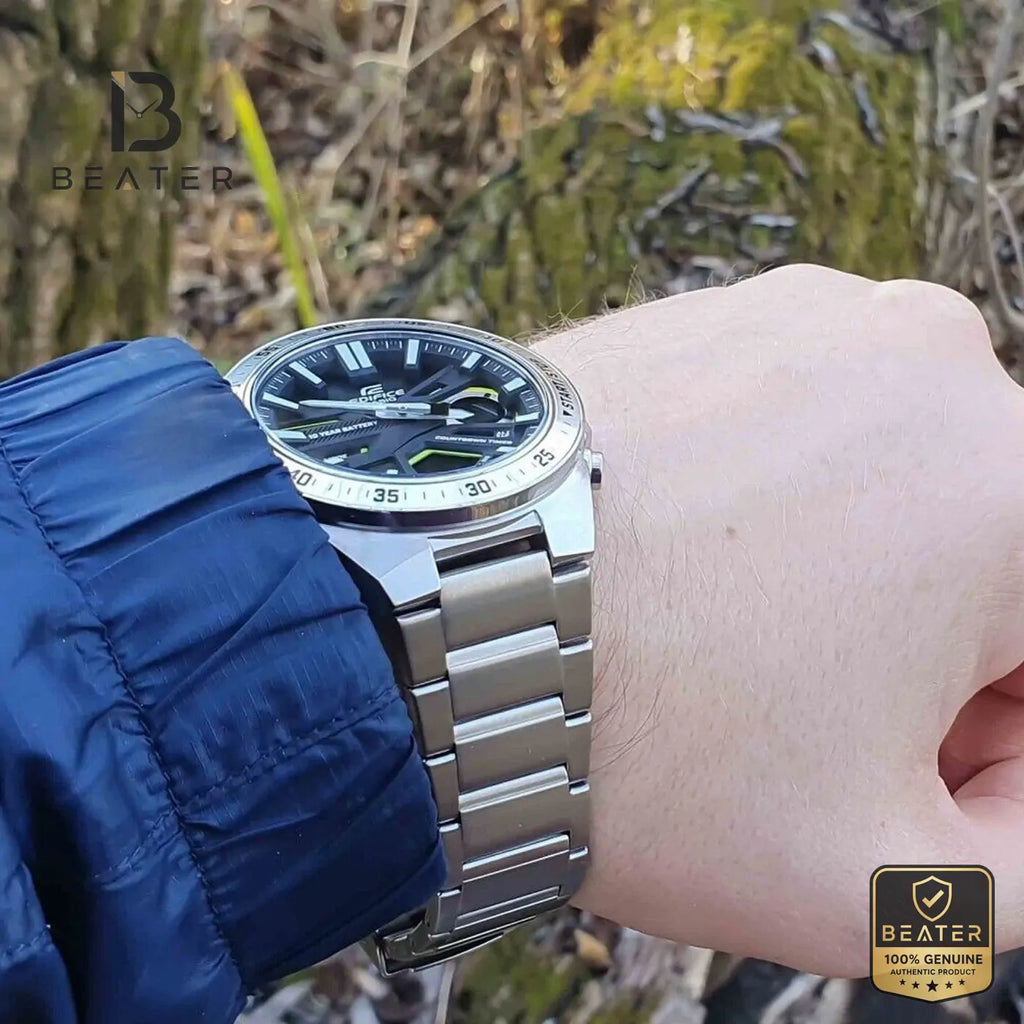 Casio Edifice EFV-C110D-5ADF Men's Stainless Steel Bracelet and Case Profile - Beater
