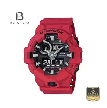 Casio G-Shock GA-700-4ADR Men's Red Dial Watch Front View - Beater