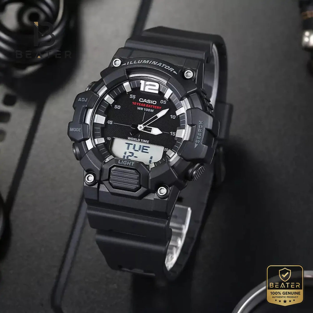 CASIO HDC-700-1A Men's Black Dial Watch Front View - Beater Main image