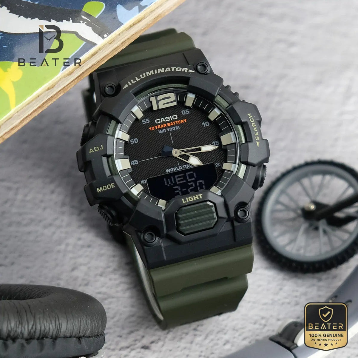 CASIO HDC-700-3A Green Dial Case & Bezel Profile - Beater