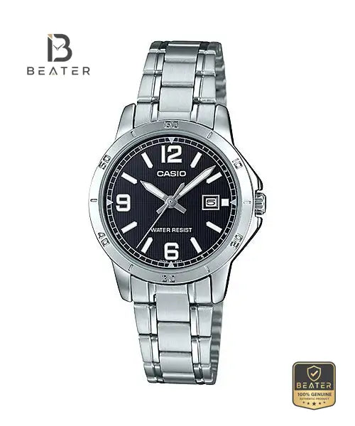 CASIO LTP-V004D-1B2UDF Women's Stainless Steel Bracelet Watch Front Dial View - Beater
