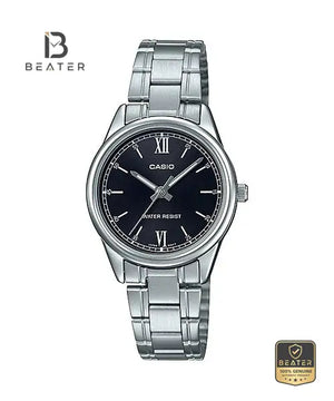 Casio LTP-V005D-1B2 Women's Black Dial Stainless Steel Watch Front View - Beater