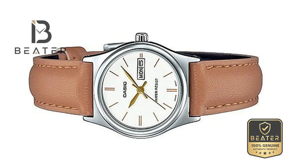 Casio LTP-V006L-7B2 Women's Brown Leather Strap and Buckle Detail - Beater