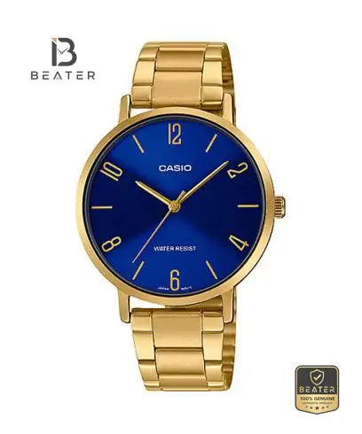 CASIO LTP-VT01G-2B Women's Gold Ion Plated Stainless Steel Watch Front Dial View - Beater Main image