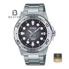 CASIO MTD-140D-1A Men's Black Dial Stainless Steel Bracelet Watch Front Dial View - Beater Main image
