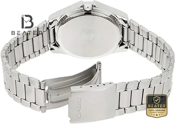 Casio MTP-1183A-7ADF Stainless Steel Band & Triple-Fold Clasp Detail - Beater