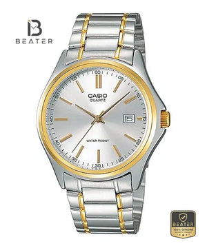 CASIO MTP-1183G-7ADF Men's Gold Tone Bracelet Watch Front Dial View - Beater