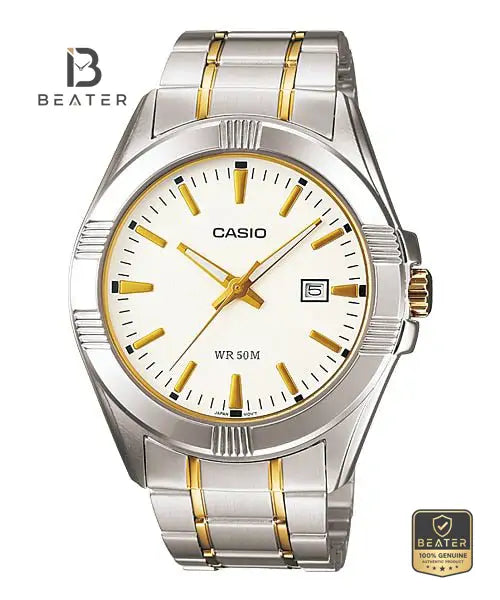 CASIO MTP-1308SG-7AVDF Men's White Dial Watch Front Dial View - Beater