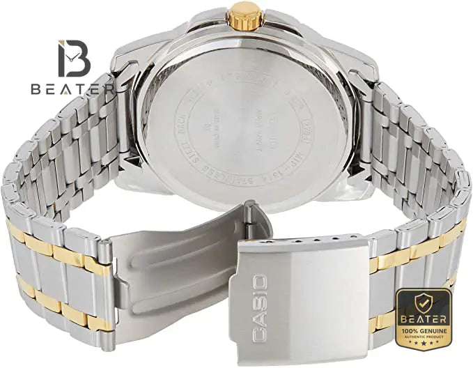 CASIO MTP-1314SG-1AV Black-Gold Stainless Steel Bracelet and Clasp Detail - Beater