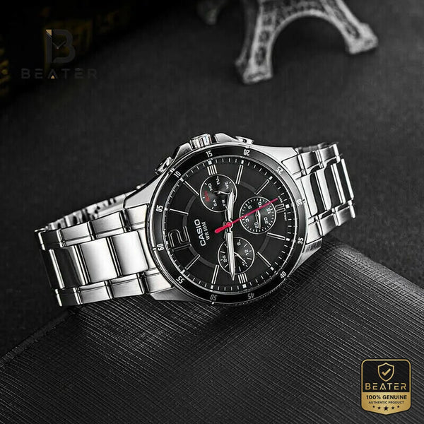 Casio MTP-1374D-1AVDF Men's Watch Side Angle View - Beater
