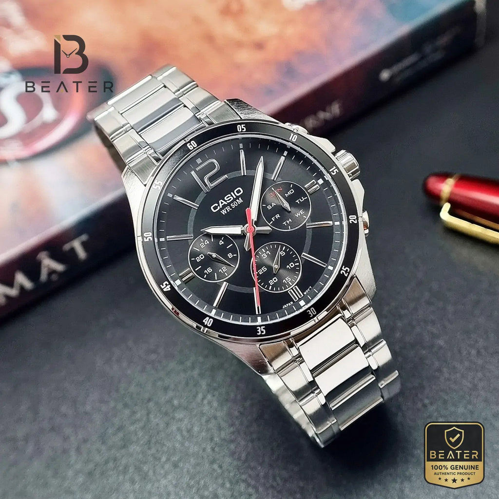 Casio MTP-1374D-1AVDF Men's Watch Front Dial View - Beater