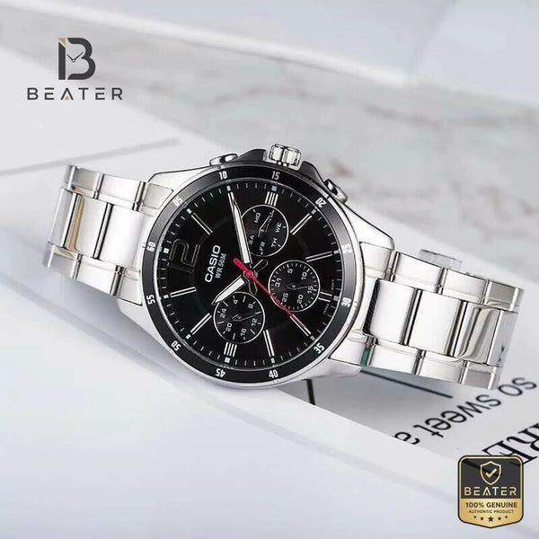 Casio MTP-1374D-1AVDF Men's Three Sub-Dial Close-Up - Beater