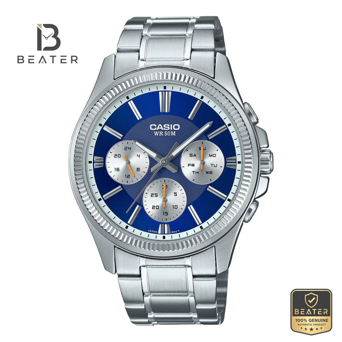 Casio MTP-1375D-2A1VDF Men's Blue Dial Watch Front View - Beater Main image