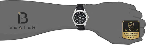 CASIO MTP-1375L-1AVDF Men's Black Dial Leather Strap Watch Wrist View - Beater
