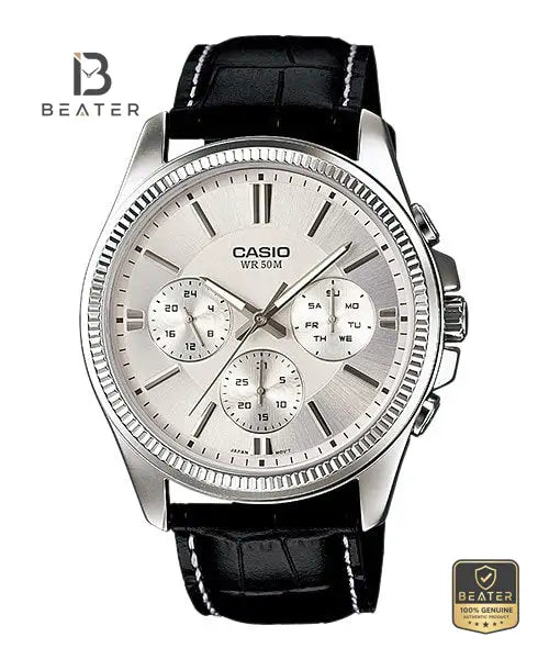 Casio MTP-1375L-7AVDF Men's Black Genuine Leather Strap Watch Secondary image