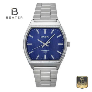 Casio MTP-B140D-2A Men's Blue Dial Stainless Steel Bracelet Watch Front Dial View - Beater