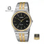 CASIO MTP-B145SG-1A Men's Black Dial Two-Tone Stainless Steel Bracelet Watch Front Dial View - Beater