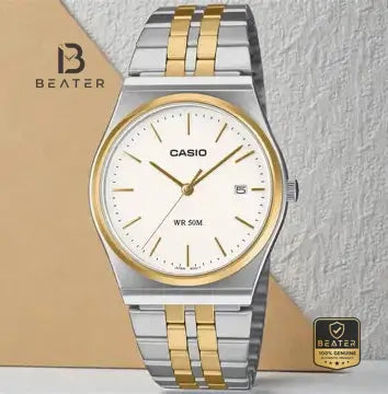 CASIO MTP-B145SG-7A Men's Silver Dial Stainless Steel Bracelet Watch Front Dial View - Beater Main image