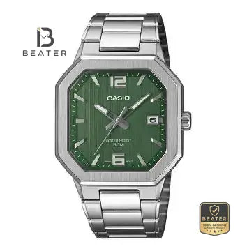 CASIO MTP-B195D-3A Men's Silver Dial Stainless Steel Bracelet Watch Front Dial View - Beater