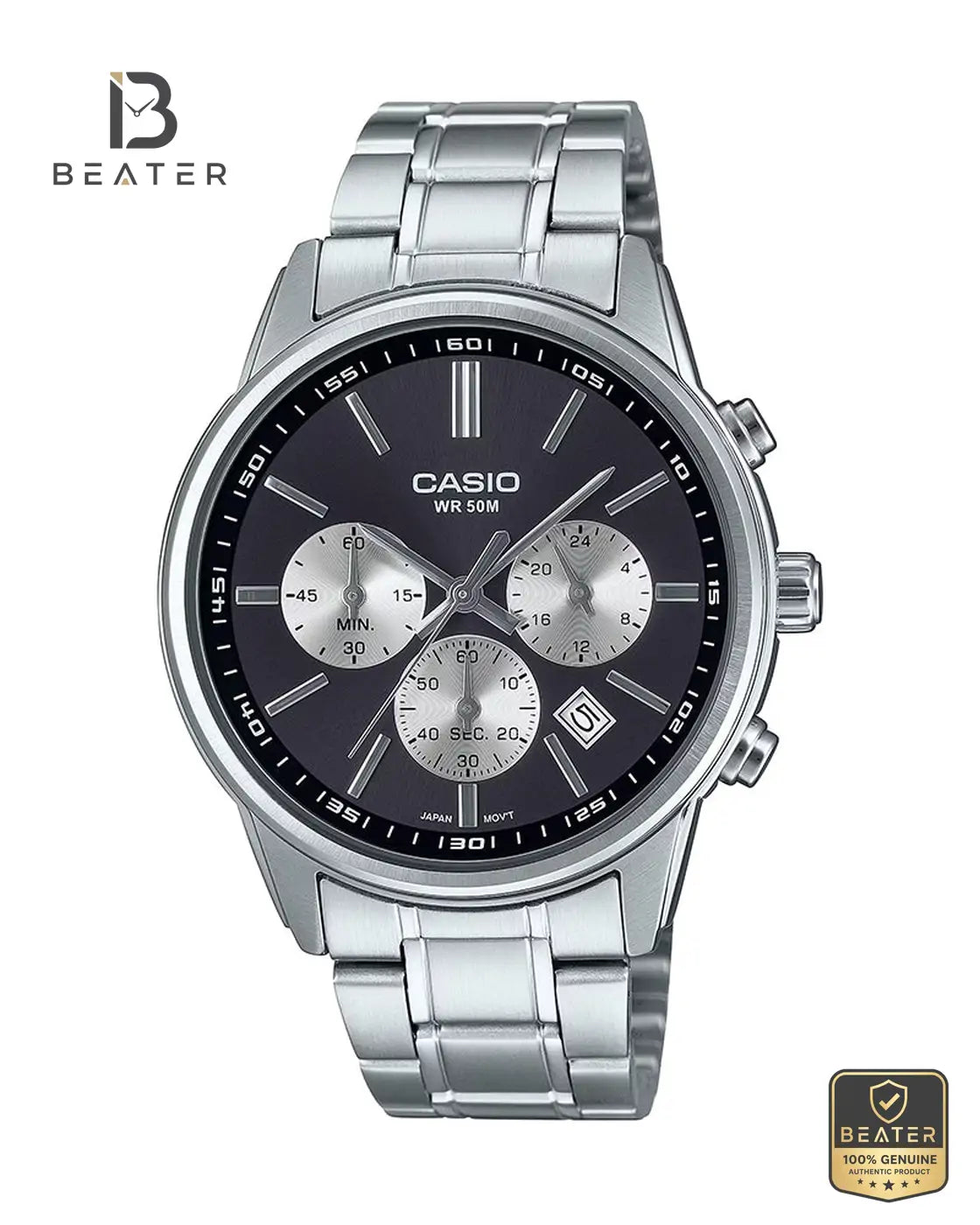 CASIO MTP-E515D-1A Men's Watch Front Dial View - Beater