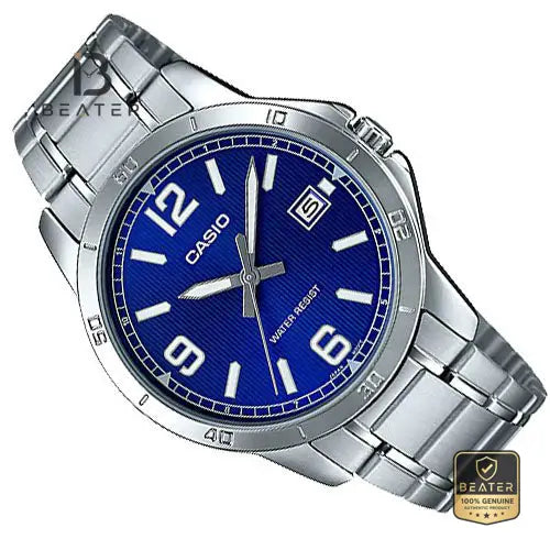 Casio MTP-V004D-2BUDF Stainless Steel Bracelet and Triple-Fold Clasp Detail - Beater