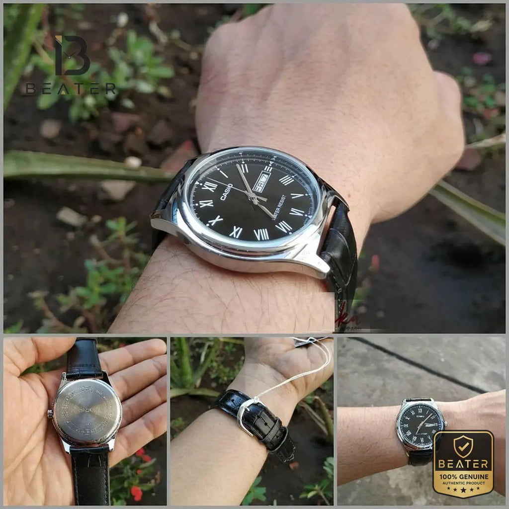 Casio MTP-V006L-1B Men's Watch Side Angle View - Beater