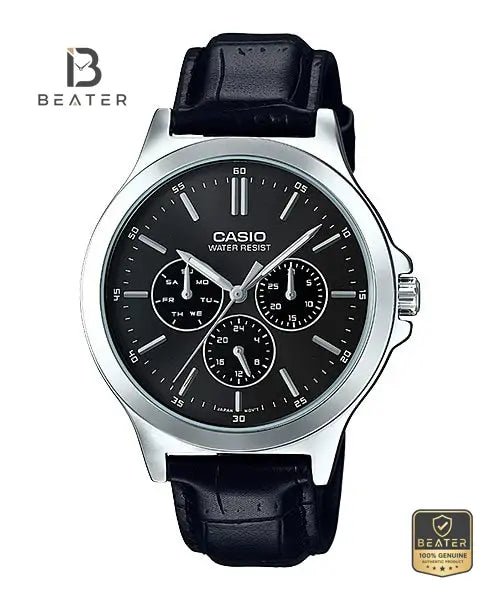 CASIO MTP-V300L-1AUDF Men's Black Leather Strap Watch Secondary image
