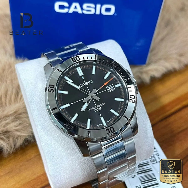 CASIO MTP-VD01D-1E2V Men's Stainless Steel Band and Triple-Fold Clasp Detail - Beater