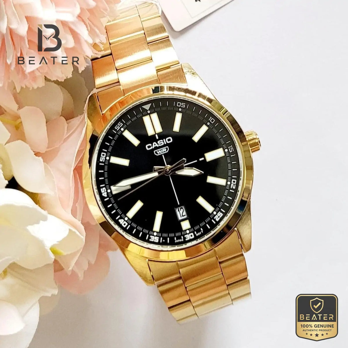 CASIO MTP-VD02G-1EUDF Men's Stainless Steel Bracelet Watch Front Dial View - Beater Main image