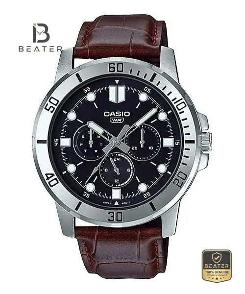 CASIO MTP-VD300L-1EUDF Men's Black Dial Case & Bezel Profile - Beater
