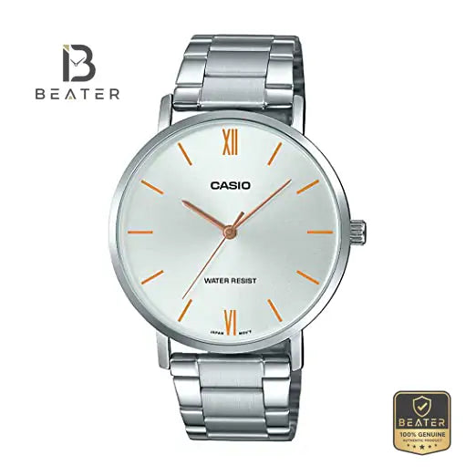 Casio MTP-VT01D-7BUDF Silver Dial Case and Bezel Profile - Beater