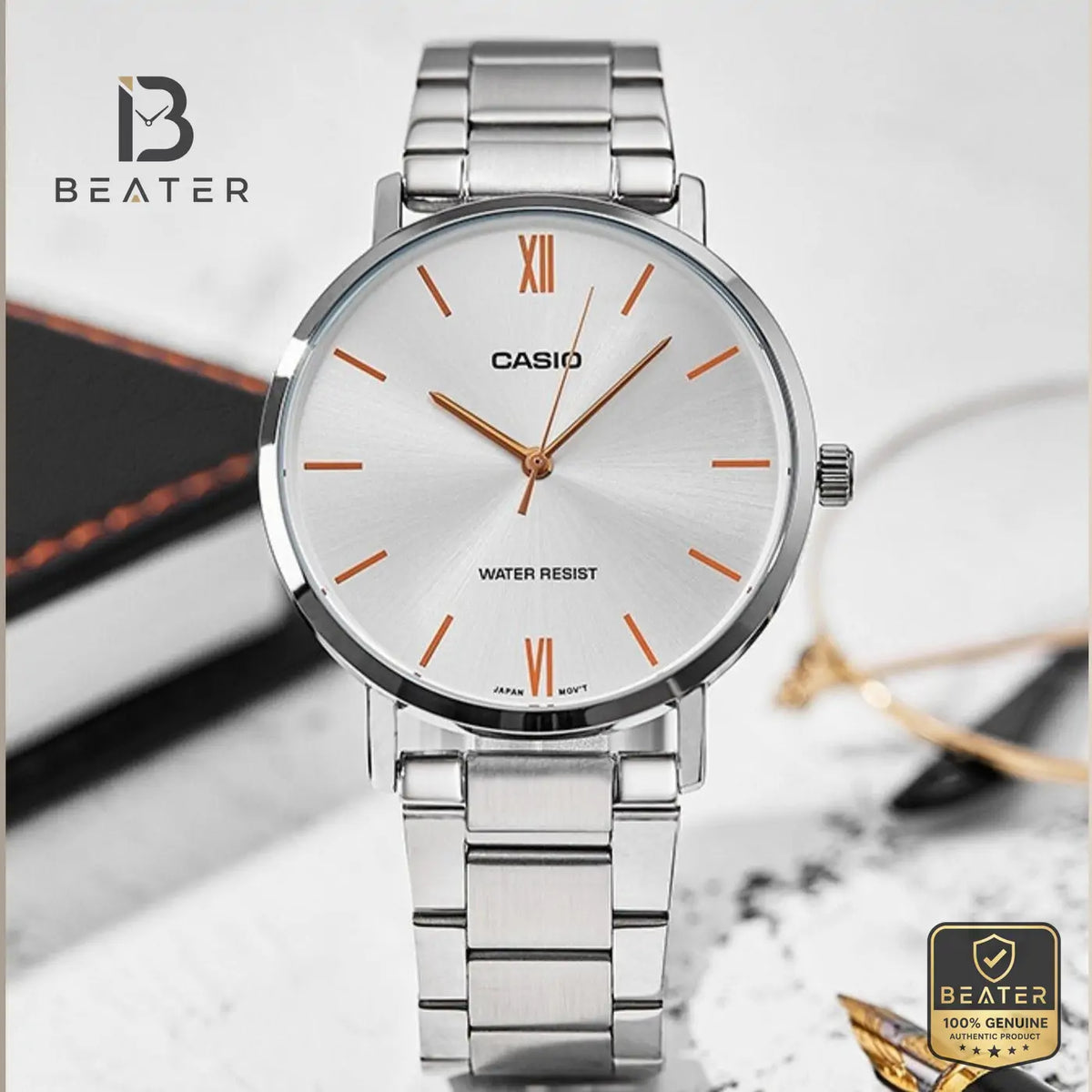 Casio MTP-VT01D-7BUDF Men's Watch Front Dial View - Beater Main image