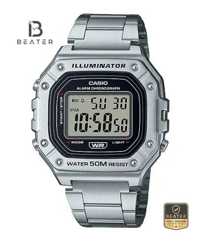 CASIO W-218HD-1A Men's Digital Watch Front Dial View - Beater