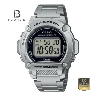 CASIO W-219HD-1AVF Men's Digital Watch Front Dial View - Beater