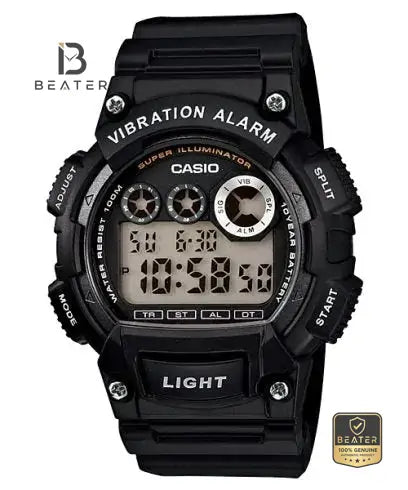 CASIO W-735H-1A Men's Resin Band Watch Front Dial View - Beater